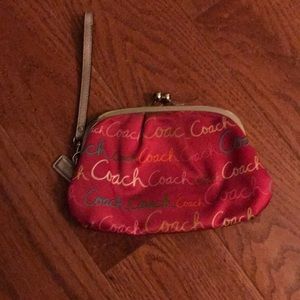 Hot pink coach wristlet